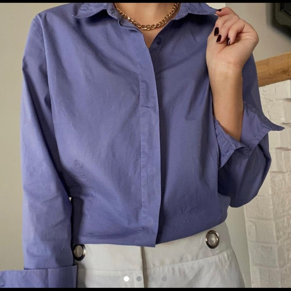 Blue business-casual dress shirt